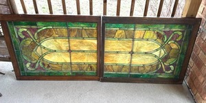 Antique stained glass windows match set 32 x 26
