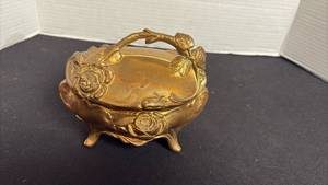 lot 161 image: Art Nouveau jewelry casket, floral with footed with handle