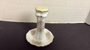 lot 173 image: Vintage lavender floral hat pin holder marked Limoge