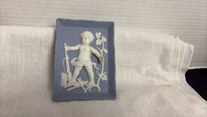 lot 215 image: Vintage Wedgewood, pale blue wall plaque