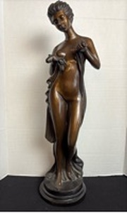 lot 223 image: Bronze lady statue holding sarong 23 in