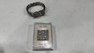 lot 277 image: Bracelet and jeweled pill box purse size