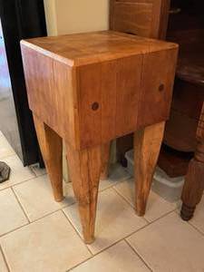 lot 334 image: Butcher block side table 34 x 18 x 18 in