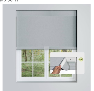 lot 41603 image: Cordless Solar Roller Shade - Light Grey 52.5x36