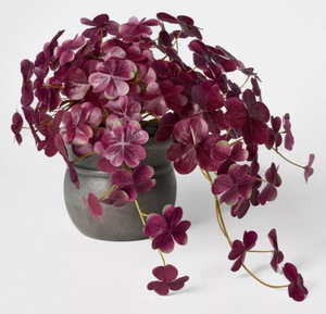 lot 41614 image: Artificial Purple Hydrangea in Gray Ceramic Pot