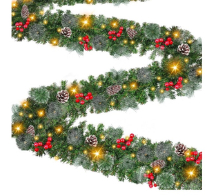 lot 41636 image: 9ft LED Christmas Garland with Pine Cones