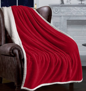 lot 41655 image: Sherpa Throw Blanket Red