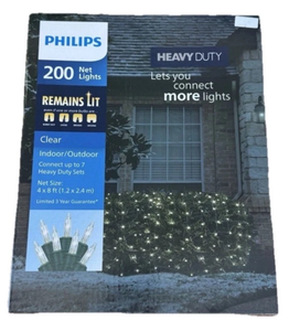 lot 41679 image: Philips 200 Net Lights Heavy Duty Clear IndoorOutdoor String Lights