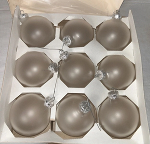 lot 41705 image: Set of 9 Taupe velvet Ball Ornaments