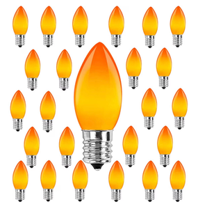 lot 41893 image: 25 Pack C9 LED Halloween Orange Light Bulbs, C9 Orange Replacement Light Bulbs for Halloween Outdoor String Lights, C9E17 Intermediate Base LED Bulbs, 0.6 Watt Night Lights