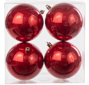 lot 41894 image: Wondershop Red Glass Ball Ornaments - Set of 4, 150mm