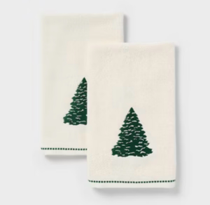 lot 41897 image: Green Pine Tree Holiday Kitchen Towel, 2 Pack