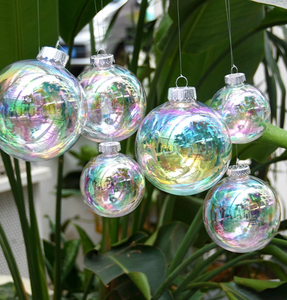 lot 41905 image: 9Pcs Iridescent Ball Ornaments Clear Christmas Balls Plastic Hanging Bubble Balls for Tree Party