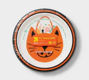 lot 41934 image: 2 Pack of Halloween Cat Paper Plates 6.75 inch - Pack of 60