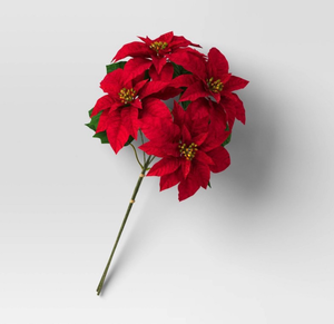 lot 41957 image: Red Poinsettia Holiday Stem