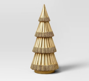 lot 41960 image: Gold Ribbed Christmas Tree with Glitter Bands