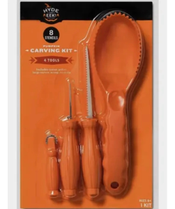 lot 41966 image: Hyde & EEK 8 Stencils Pumpkin Carving Kit with 4 Tools