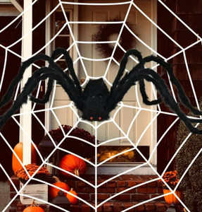 lot 41979 image: 10ft White Glowing Spiderweb Halloween Decoration