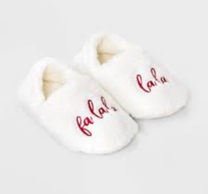 lot 41985 image: Embroidered Fa la la Holiday Slippers