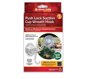 lot 41986 image: Simple Living Push Lock Suction Cup Wreath Hook