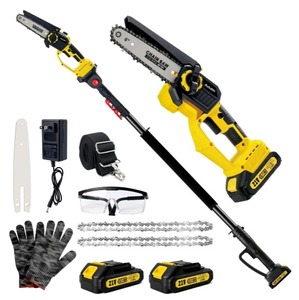 lot 513 image: $99 Autubin 2-in-1 Electric Pole Saws for Tree, Yellow- 8 Inch