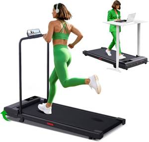 lot 531 image: $120 Electric Walking Pad with Handle Bar, 3.5HP Treadmill, 0.6-10MPH