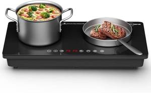 lot 534 image: $89 Double Induction Cooktop 1800W, Dual 900W Burners, Glass Surface