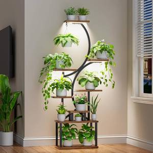 lot 538 image: $110 Indoor Plant Stand with Grow Lights - 62 Tall, 8-Tier Shelf
