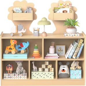 lot 541 image: $100 Acenova Montessori Toy Storage Shelf, 7 Compartments, Birch Wood
