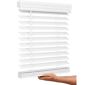 lot 555 image: $65 Lotus & Windoware Cordless Faux Wood Blind, 22W x 60L, White