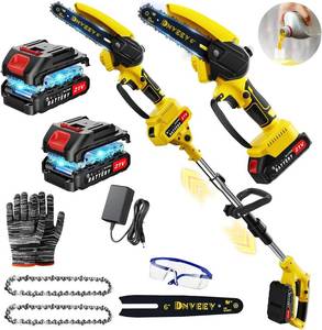 lot 565 image: $150 Cordless Pole Saw & 2-in-1 Chainsaw, 2x21V Batteries (DHS4088)