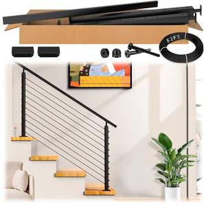lot 566 image: $196 2ft-4ft Cable Railing Kit with 33 Drilled Handrail, Black T304 SS