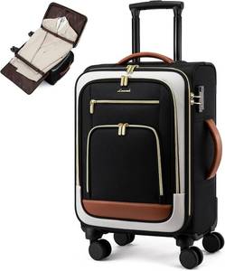 lot 580 image: $80 LOVEVOOK Carry-On Luggage 22x14x9, 49L Softside Rolling Suitcase