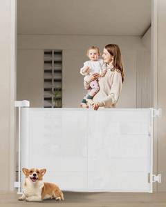 lot 581 image: 50-Inch Retractable Baby Gate, 34-Inch Tall, Reinforced Strip
