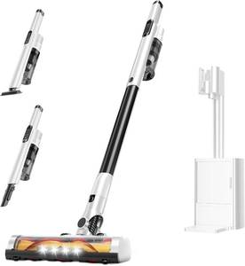 lot 597 image: $200 Cordless Stick Vacuum with Auto Empty Base, HEPA, Black