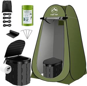 lot 598 image: $60 Portable Toilet Kit for Camping with Pop-Up Privacy Tent