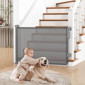 lot 604 image: Retractable Baby Gate for Stairs, 55 Wide, 34 Tall, Grey Indoor
