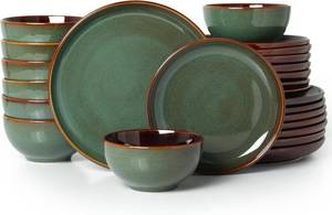 lot 611 image: $117 Plates & Bowls Set for 8, 24-Piece Dinnerware, Sage Green