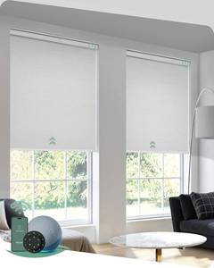 lot 618 image: $179 Yoolax Motorized Blinds with Remote, Blackout, White 31x72