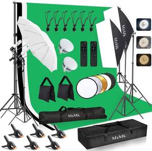 $161 Photography Lighting Kit with Backdrop Support, LED Softbox 6400K