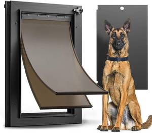 lot 658 image: $100 All Aluminum Dog Door for Exterior Door, Large, Heavy Duty, 110lb