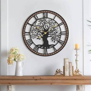 lot 676 image: $66 Micasso Wall Clock 21-Inch Farmhouse Tree of Life Metal Frame