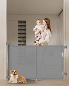 lot 682 image: 59-Inch Retractable BabyDog Gate, 34-Inch Tall Reinforced Strip