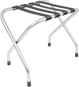 lot 690 image: Folding Suitcase Stand - Fully Assembled Luggage Rack, Chrome