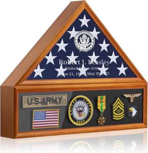 lot 692 image: $100 DIY Flag Display Case for 5x9.5 Burial Flag - Glass Front, Wood