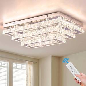 lot 699 image: $116 Finktonglan Crystal LED Ceiling Light 20  Rectangular Dimmable