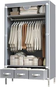 lot 700 image: $51 Portable Clothes Closet with Rolling Doors - Gray
