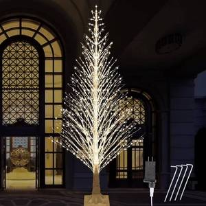 lot 726 image: $140 7FT Lighted Birch Tree with 1000 LED Warm White Lights, Twinkling