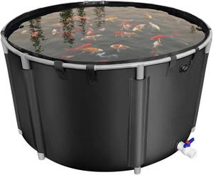 lot 736 image: $159 Canvas Fish Pond 450 Gal Koi Pond, Foldable PVC Outdoor Tank