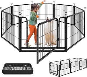 lot 738 image: $62 Puppy Playpen 6 Panels, 24in H, With Doors, Black
